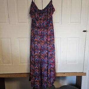 Torrid Vibrant Chevron Maxi Dress Strapless